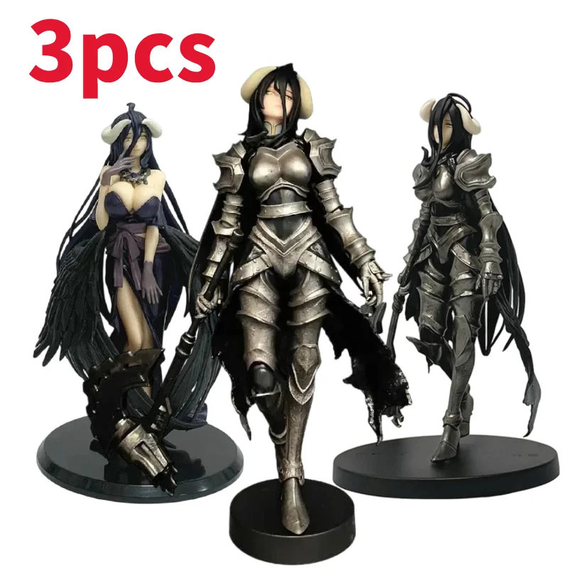 3 piezas Fantasy OVERLORD 18/24cm Figura de acción de Albedo con diseño de armadura, modelo de colección, muñeca, juguete, regalos de Navidad