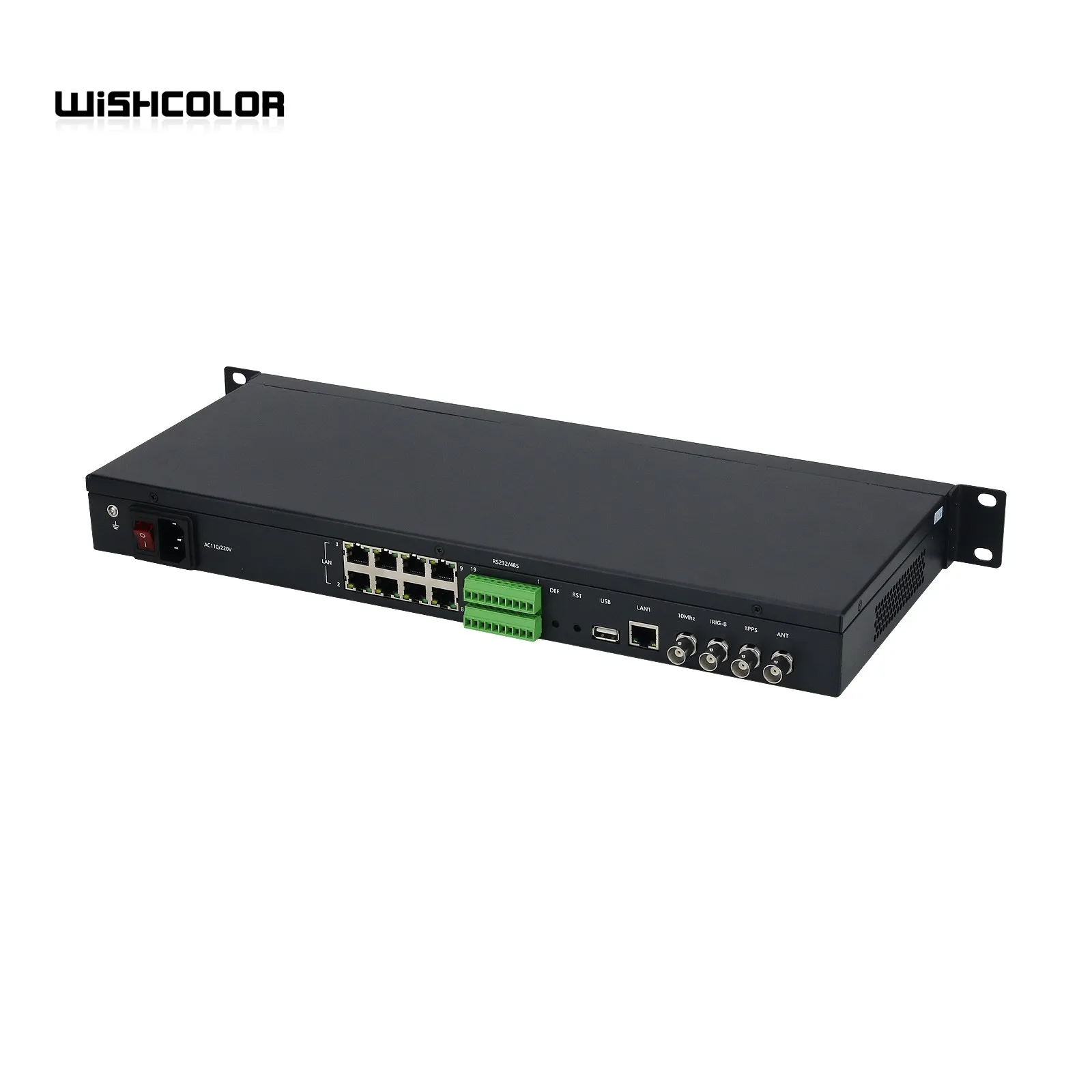 Wishcolor Network Time Server for Beidou Dual Module GPS PTP Clock NTP Server IEEE1588 (30m Antenna + 1/2/4/6/9 Network Port)