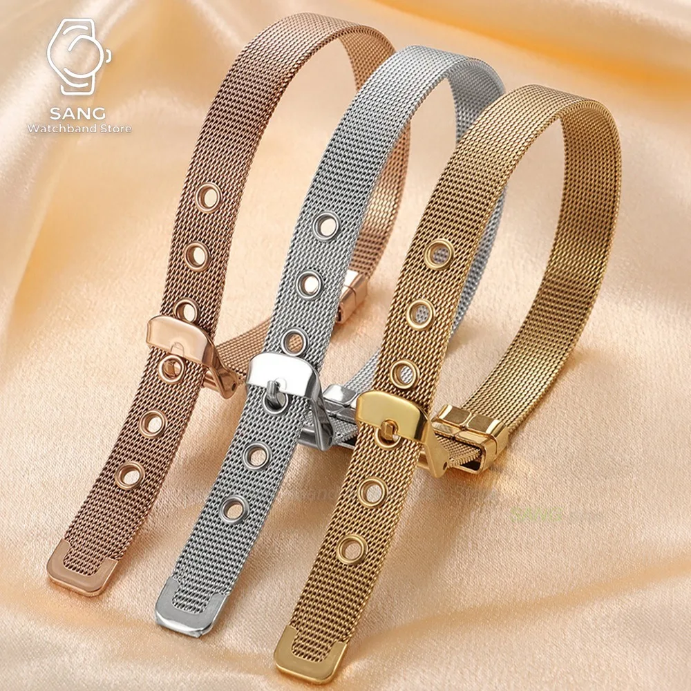 10mm Small Slim Stainless Steel Replacement Watch Band Accessories One Piece Watch Strap Accessory Sport Loop Bracelet Wristbelt
