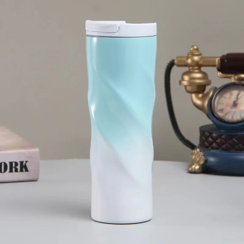 304ステンレス鋼の絶縁ネジ付きカップ,屋外,ポータブル,車,直接飲む,コーヒーカップ,クロスボーダー,グラデーション,卸売