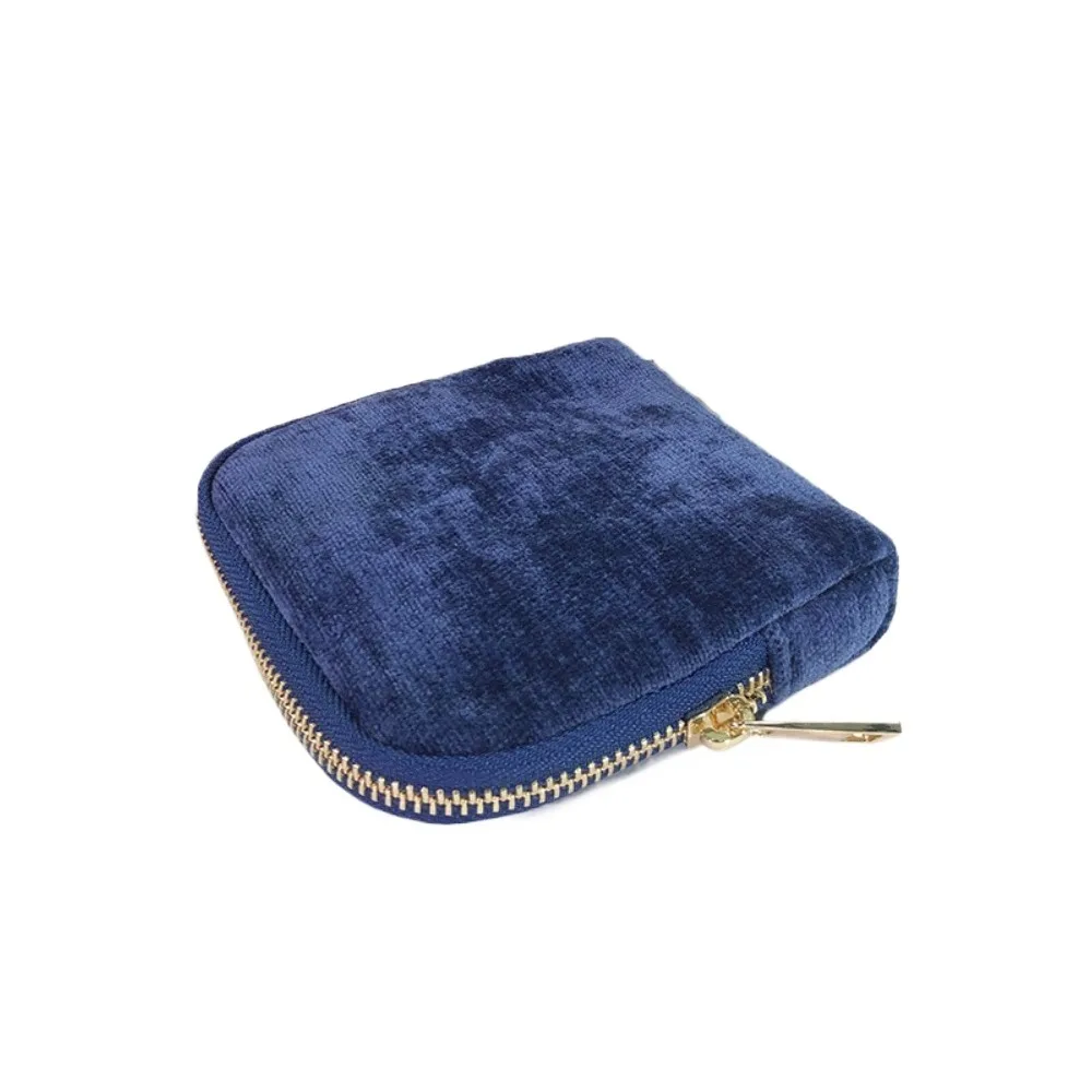 

Multi-Layered Flannel Jewelry Zipper Bag Anti-lost Velvet Jewelry Storage Pouch Solid Color Portable Cloth Jewelry Organizer