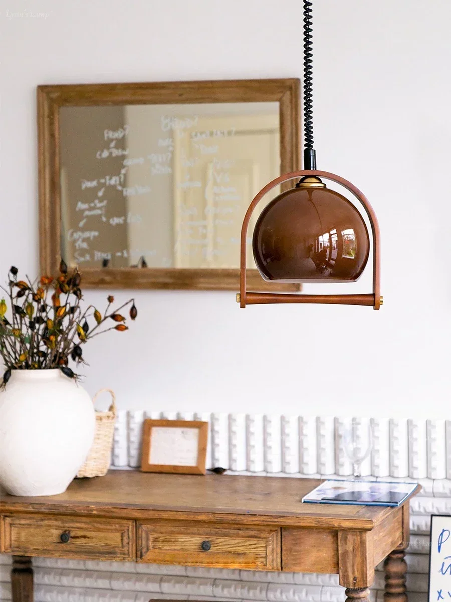 Luces colgantes de cristal para mesa de comedor, sala de estar, dormitorio, estudio, lámpara colgante retráctil E27, decoración de habitación francesa