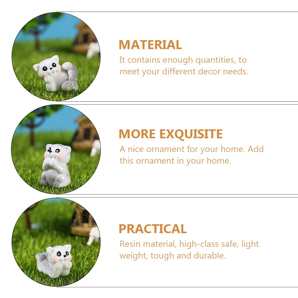 

5Pcs Mini Cat Adornments Resin Material High-Class Durable Indoor Outdoor Decoration Landscape Layout Prop Mini Cat Adornments