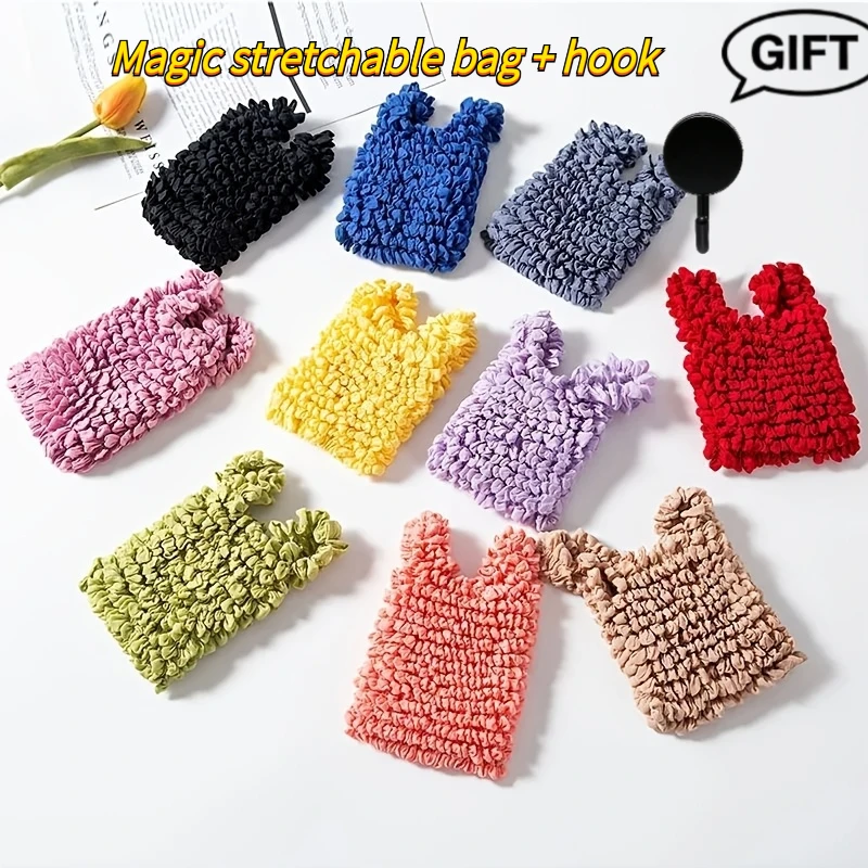 New Magic Stretch Bubble Storage Bag in Fresh Colors! Mini Pocket Size,large Capacity Shopping Trip Portable Stretch Storage Bag