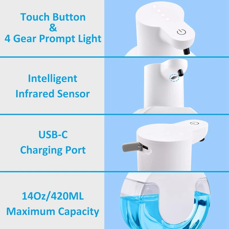 Automatic Sensing Soap Dispenser Smart 430ML Hand Washer Washing Wall Mounted Infrared Sensor