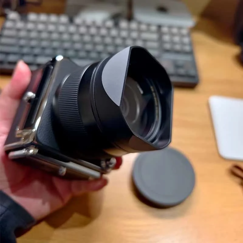 Metalowa kwadratowa osłona obiektywu do Hasselblad XCD F4/45P XCD45PF/4 45mm f/4 z metalową osłonką. — zdjęcie produktu 3