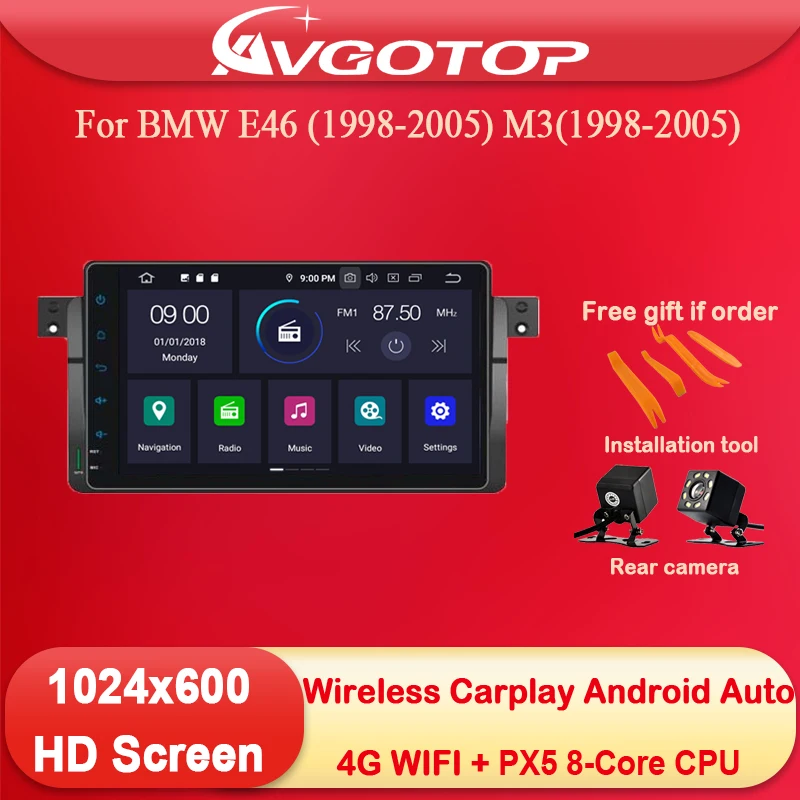 9'' Android Car Radio Multimedia for OEM Style with DVD Deck For BMW E46 (1998-2005) M3(1998-2005)  Carplay Auto IPS HD Sterero