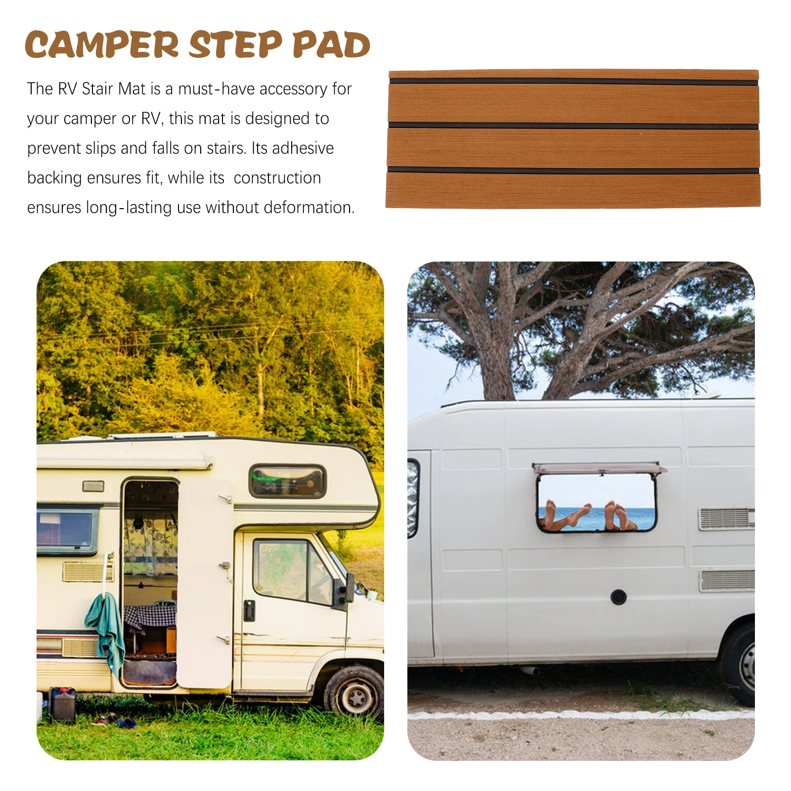 

Non-slip Back Rv Accessories for outside Steps Cover Camper Light Brown Mats Stair Covers Ladder