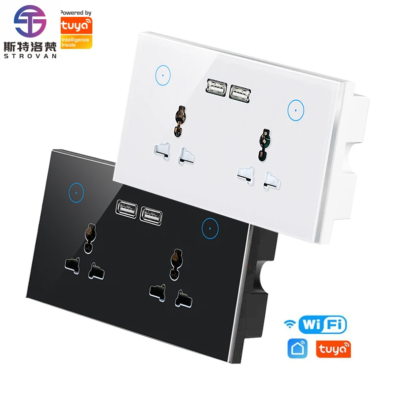 

STLF Universal 16A Wifi Smart Wall Socket Outlet With USB Tuya Smart Life Alexa Voice Control Electrical Power Wall Socket