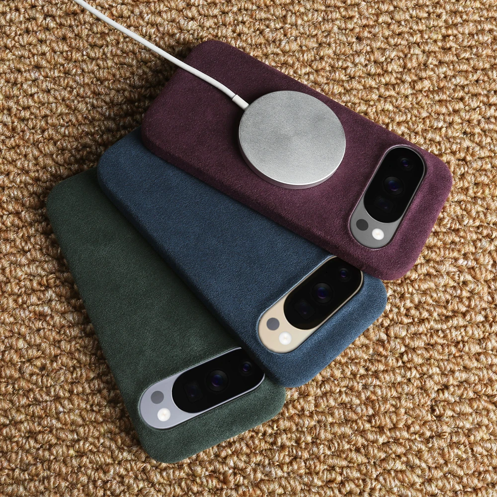 

For Magsafe ALCANTARA Fur Leather Case for Google Pixel 10 9 Pro XL 8 6A 7 Pro Magnetic Warm Cloth Luxury Shockproof Phone Cover