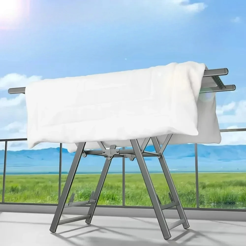 Anpassbarer Wäscheständer, kostenlose Installation, faltbarer Wäscheständer aus Aluminiumlegierung für Balkon und Schlafzimmer