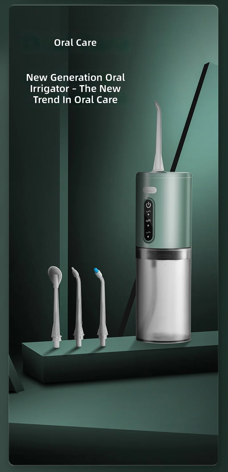 Portable Oral Irrigator for Home Use, 300ml Water Tank, 5 Pressure Levels, Cordless Electric Water Flosser,Dental Plaque Remover