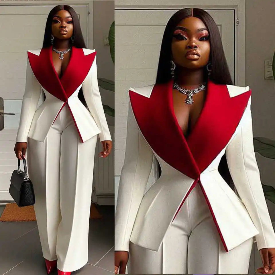 Plus Size Women Blazer Dress Peaked Lapel Ladies Formal Wear Prom Birthday Party Customized Jacket Outfits 2 Pieces