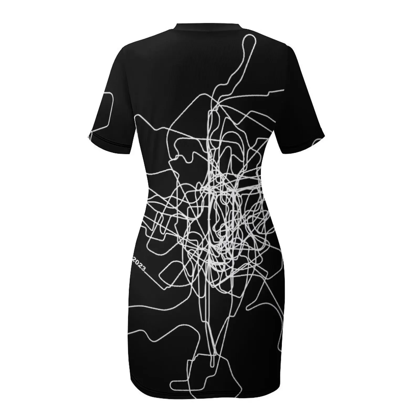 Design 2023 - Circuiti F1 2023 - Abito estivo a maniche corte con motivo bianco, gonna estiva, abito da cerimonia per matrimoni