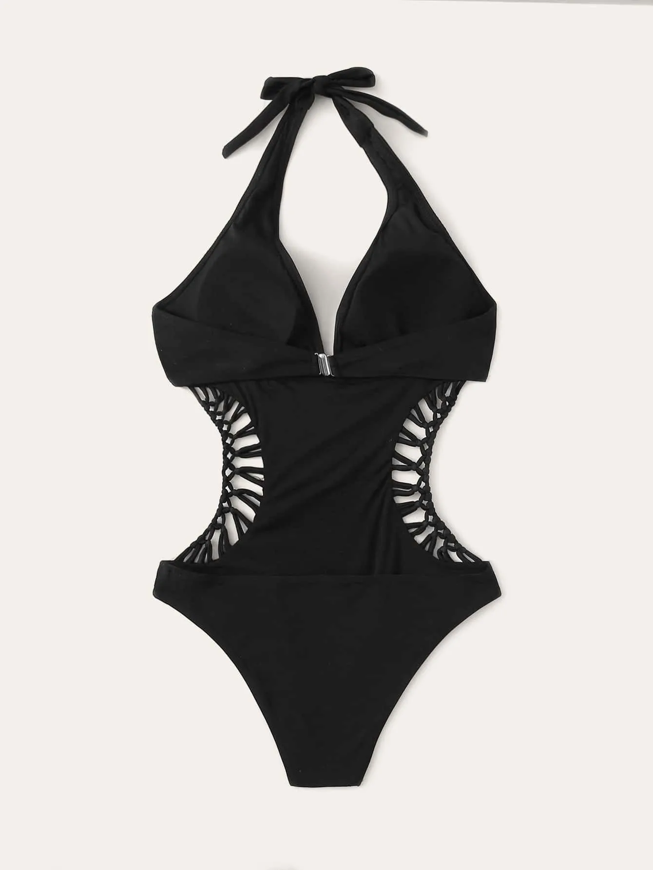 Sexy effen bandage diepe v-hals badpakken een stuk halter tie bikini badmode bodysuits vrouwen biquini badpakken tankini