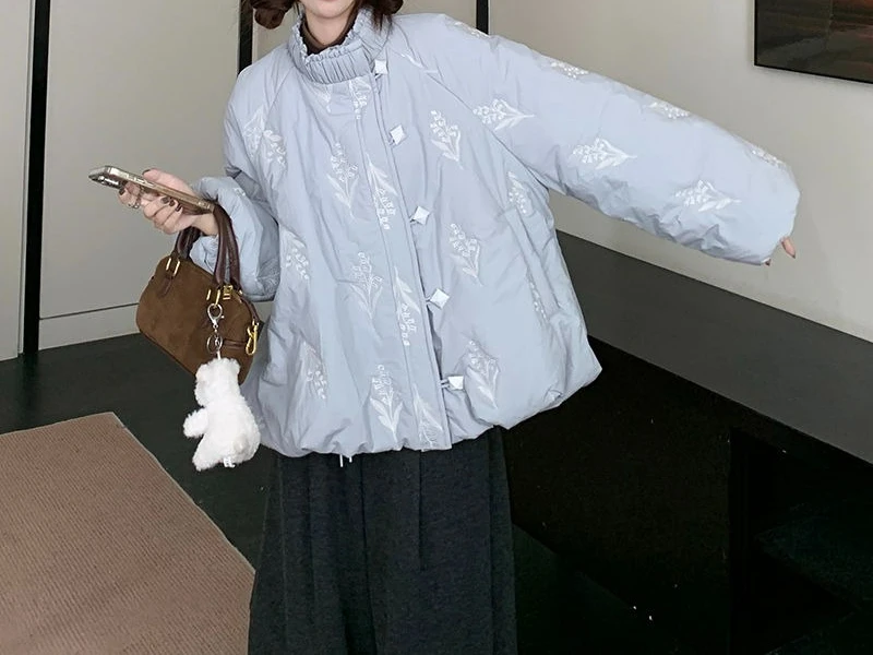 Sweet Single Breasted Cotton Jacket for Women in Winter 2025 New High-end and Thickened Warm Cotton Jacket