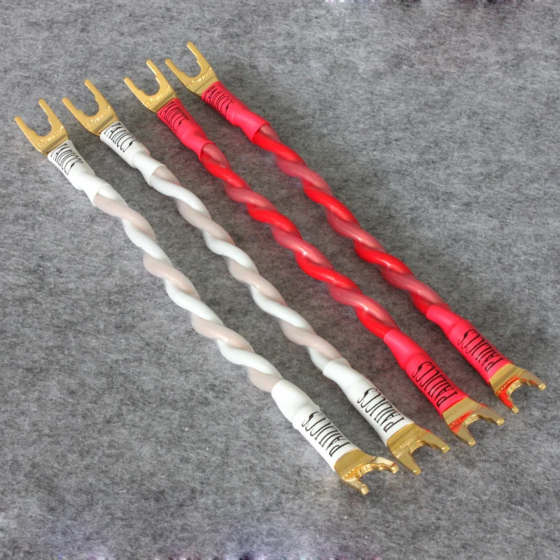 4pcs HIFI Speaker Canare line Copper Gold-plated Bananas Y spade Plug DIY Signal switching connection Bridge Jumper Audio cable