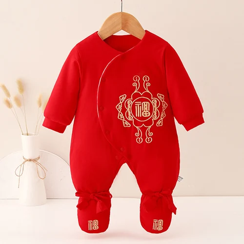 신생아 겨울 옷 퀼트 따뜻한 0 3 개월 크리스마스 아기 소년 점프 수트, 중국 새해 아기 소녀 롬퍼  Best5