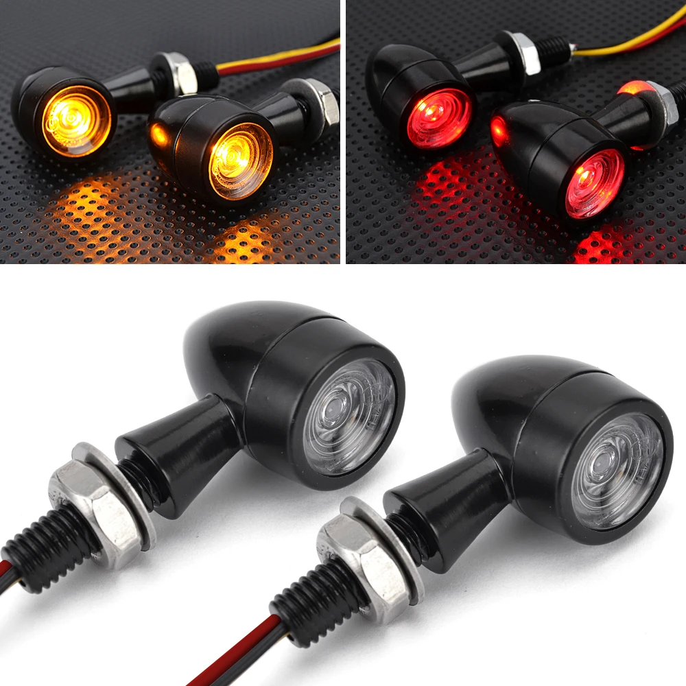 

8mm Motorcycle Mini LED Turn Signal Light Bullet Moto Flashing Clignotant moto led 12V Stop Light Rear Brake lights