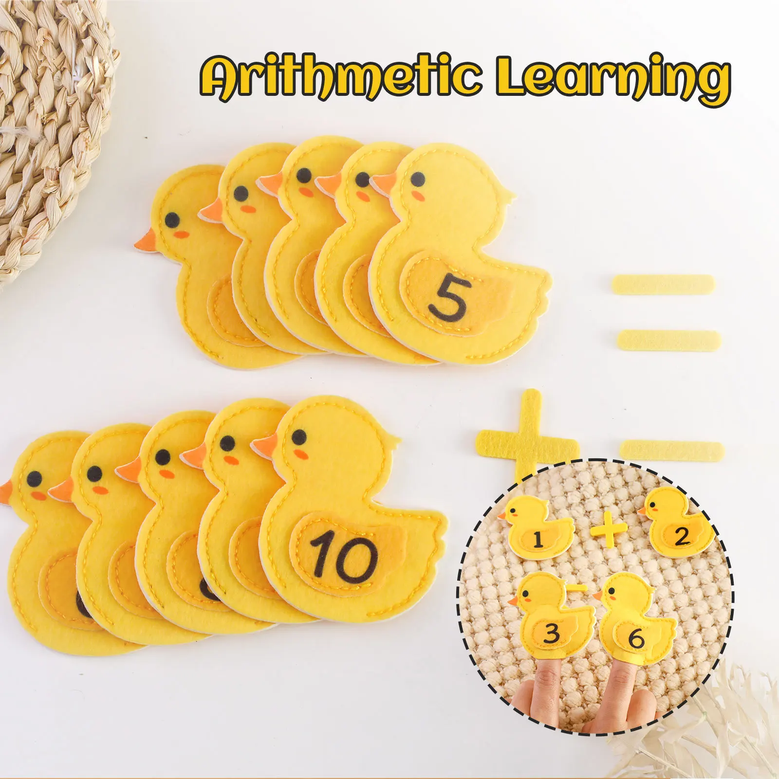 Children's Puzzle Toys Fingers Numbers Addition And Subtraction Set Baby Soothing Duck Finger Puppets Early Education Toys