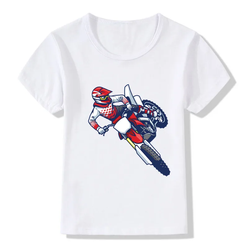 Summer Fashion Motorcycle Motocross Rider Cool Boys T-shirts Kids T shirt Streetwear Toddler Baby Girls Clothes Children Tops