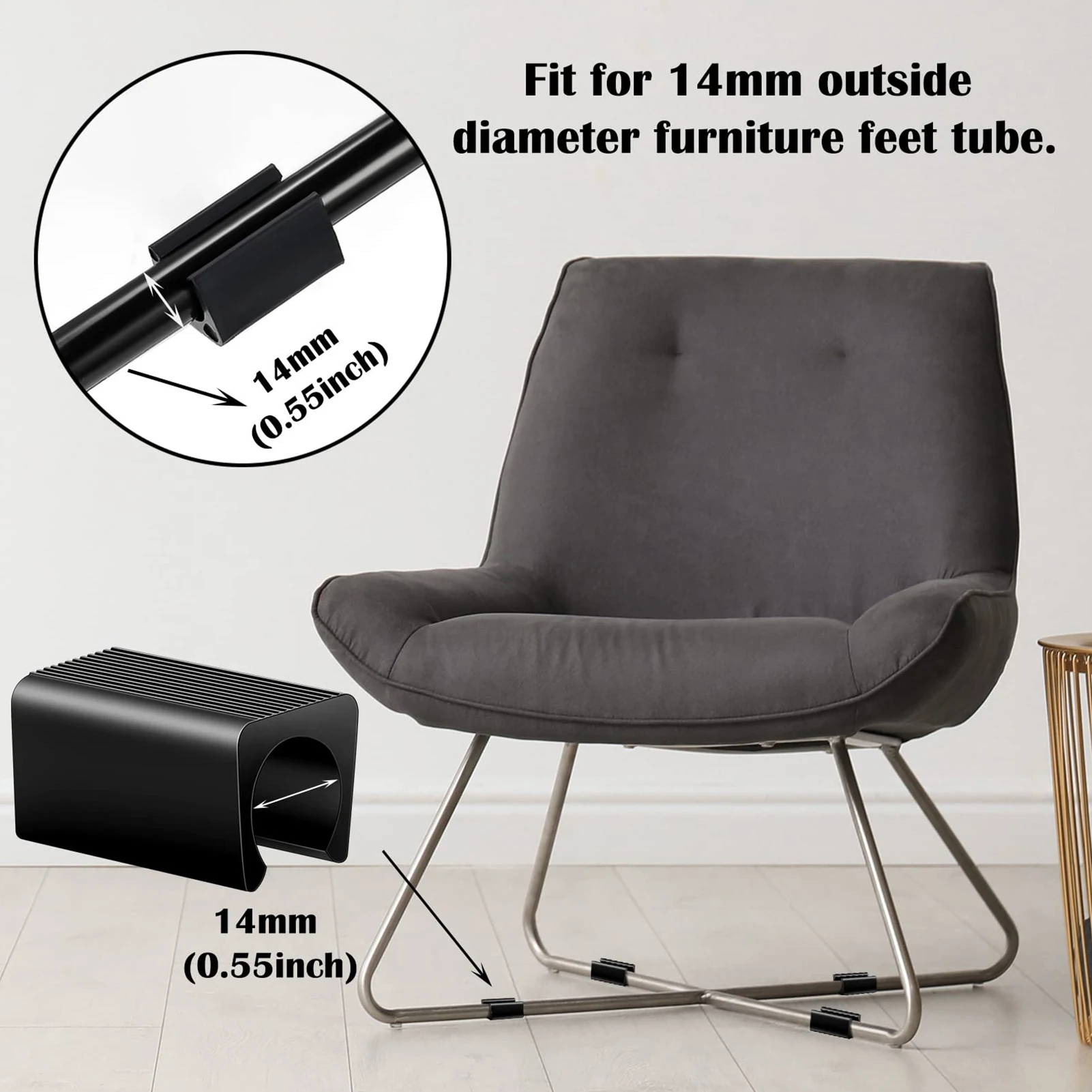 Rectangle Chair Leg Tips Silicon Floor Protectors With Rubber PVC Furniture Pads Table Chair Leg Cover With Black Pack Of 20Pcs