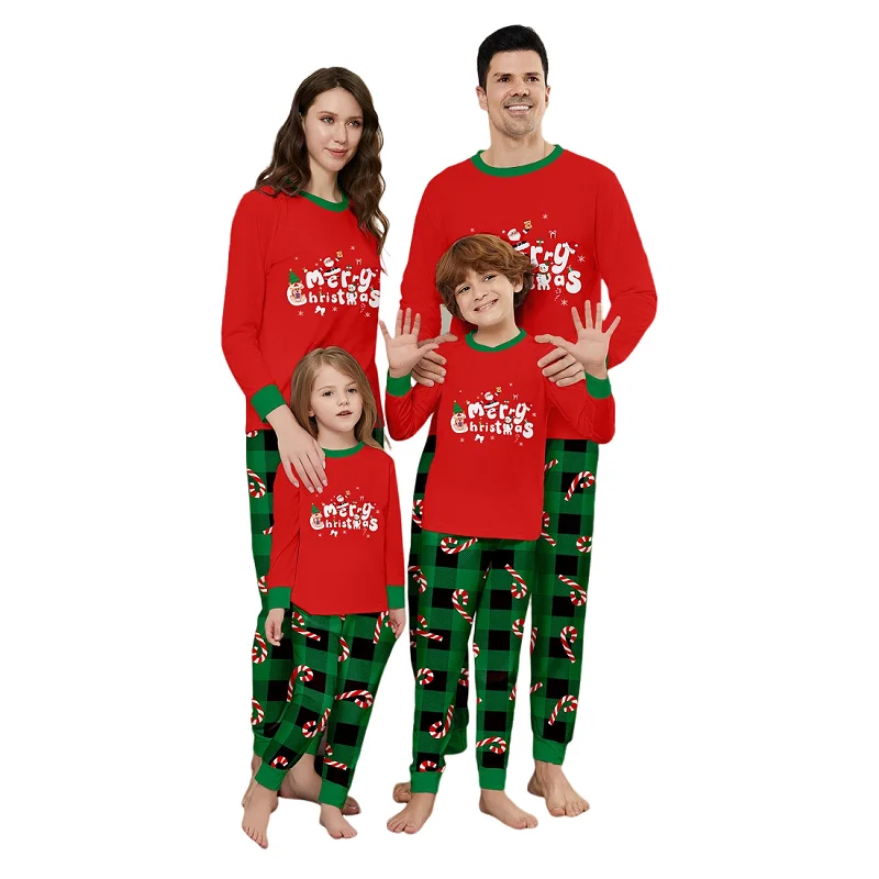 Xmas Family Matching Pajamas Set New Arrivals 2025 Santa Merry Christmas Letter Print Adult Kids Pjs Baby Jumpsuit Dog Clothes