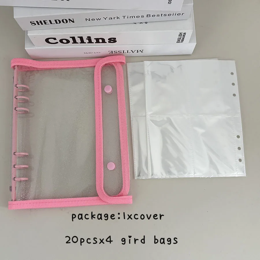 SKYSONIC A5-Ordner mit doppelter Schnalle, 10 Stück Nachfüllhüllen, Taschen, DIY-Fotosammelbuch für lose Blätter, Kpop-Organizer-Halter – Detail 19