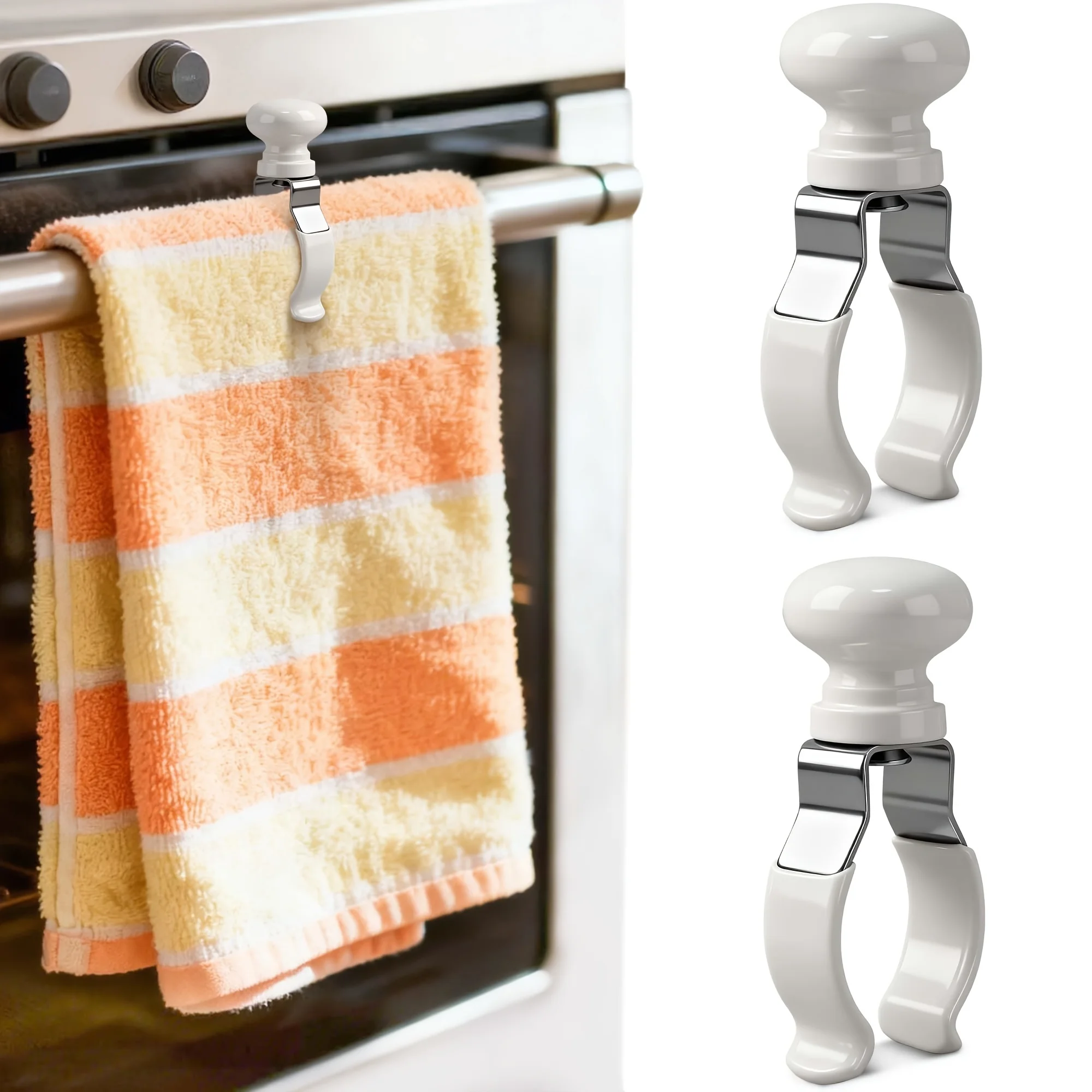 Kitchen Towel Holder, Heat-Resistant Steel - Provides a Strong Grip for Thick Towels and Linens in Ovens, and Dishwashers