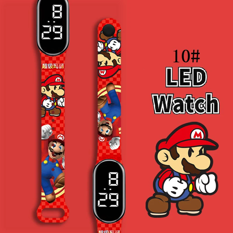 

Super Mario Strap LED Electronic Watch Fashion Colorful Bracelet Touch Waterproof Anime Character Pikachu Educational Children's