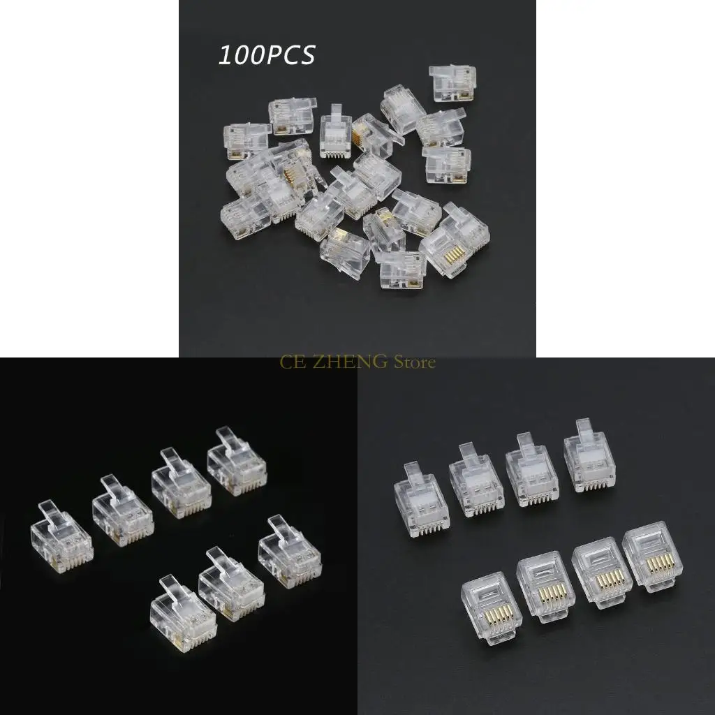 E56B 100Pcs RJ12 6P…