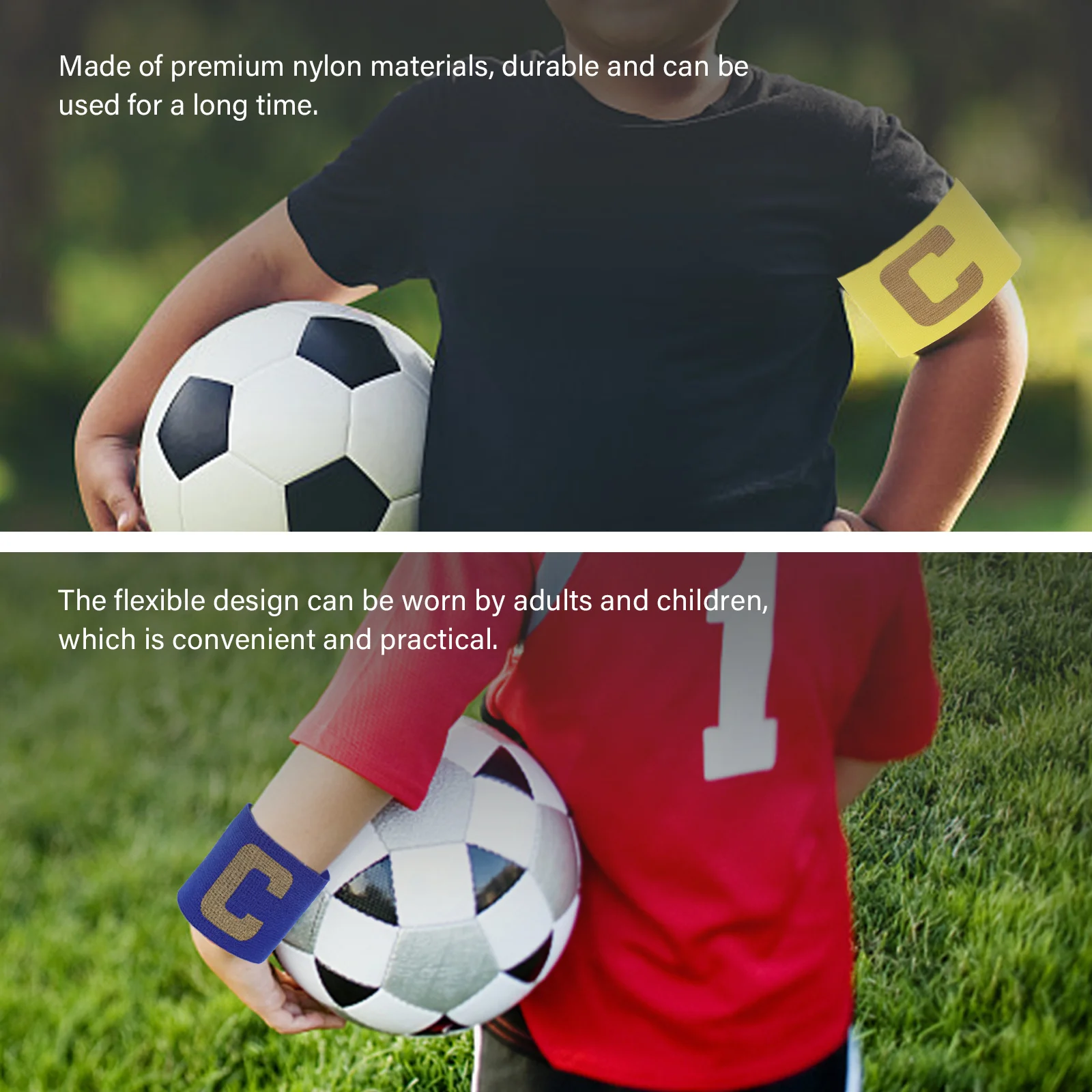 

4Pcs Captain's Armbands Soccer Football Team Leader Nylon Elastic Sports Use for Match Game Soccer Leader Armband