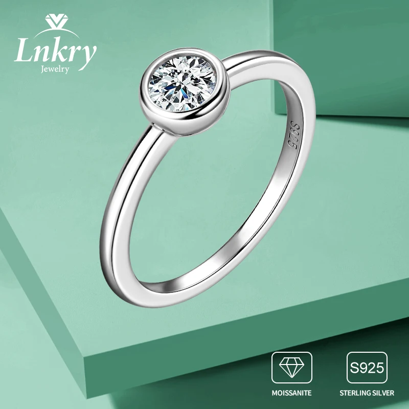 

Lnkry bijoux argent кольцо из стерлингового серебра 925 пробы сертифицированное круглой огранки 5 мм обручальное кольцо с муассанитом для женщин темперамент ювелирные изделия подарок