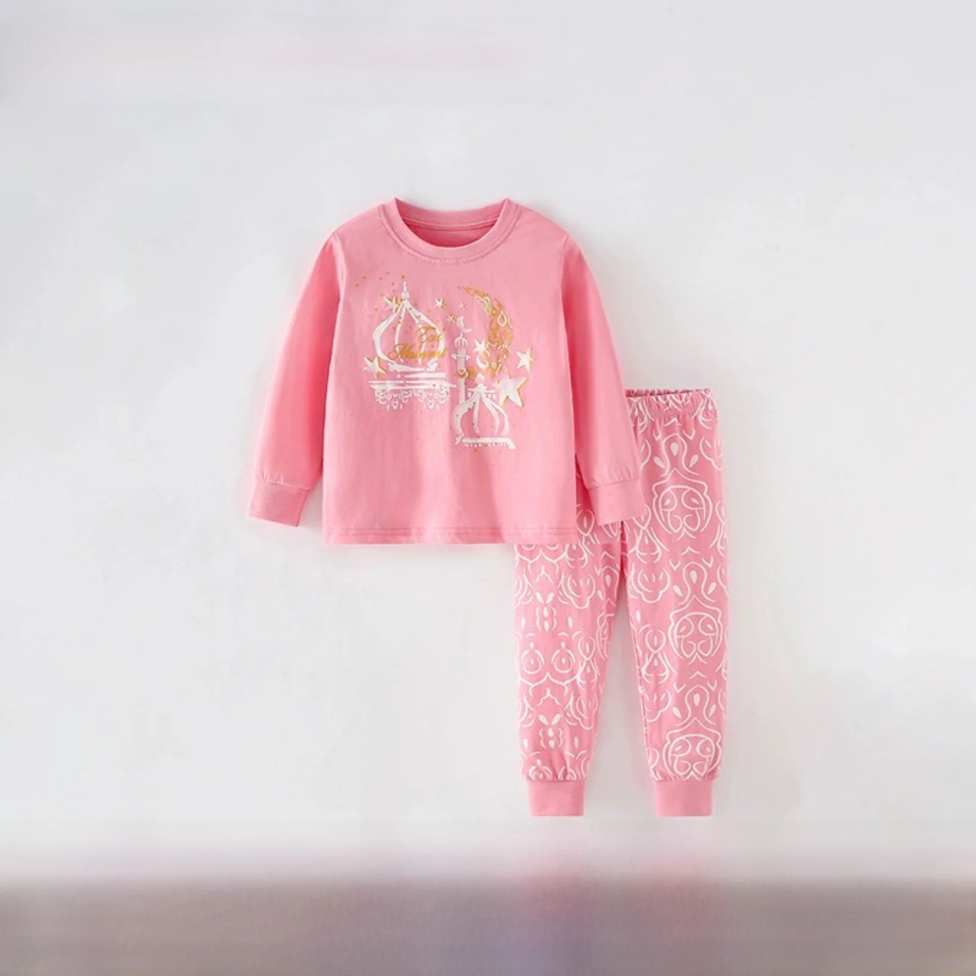 ملابس منزلية للفتيات من Malwee طقم بناتي صغير طويل من القطن 00% سلسلة شتوية منقوشة بالزهور للأطفال #1