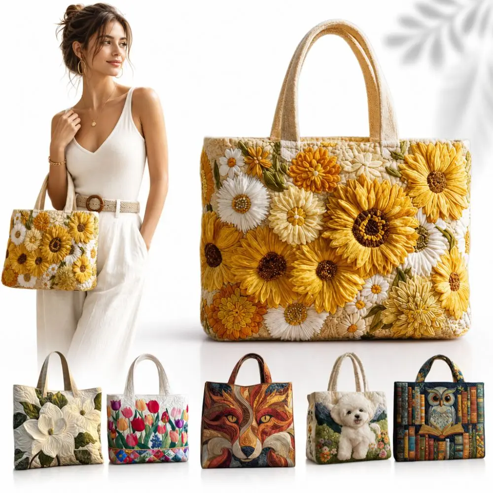 Vintage Women Printed Tote Bag 2D Printed Patterns Canvas Travel Handbag Large Capacity Lightweight Shopping Bag Lady Girl