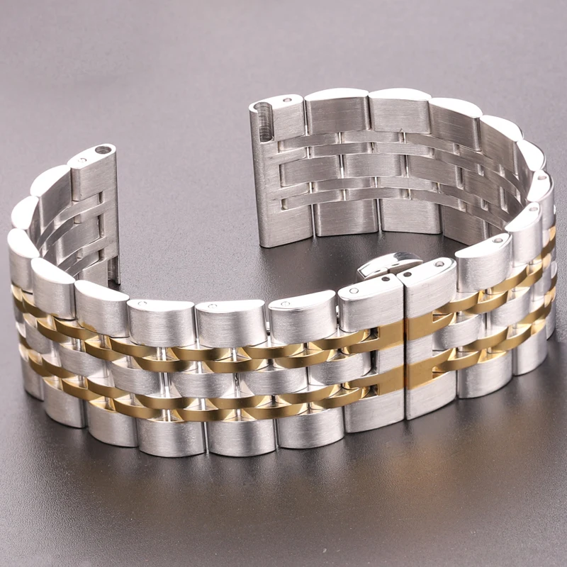 Stainless Steel Watch Band Bracelet Silver And Gold  20mm 22mm Women Men Straight End Strap Solid Metal Watchband