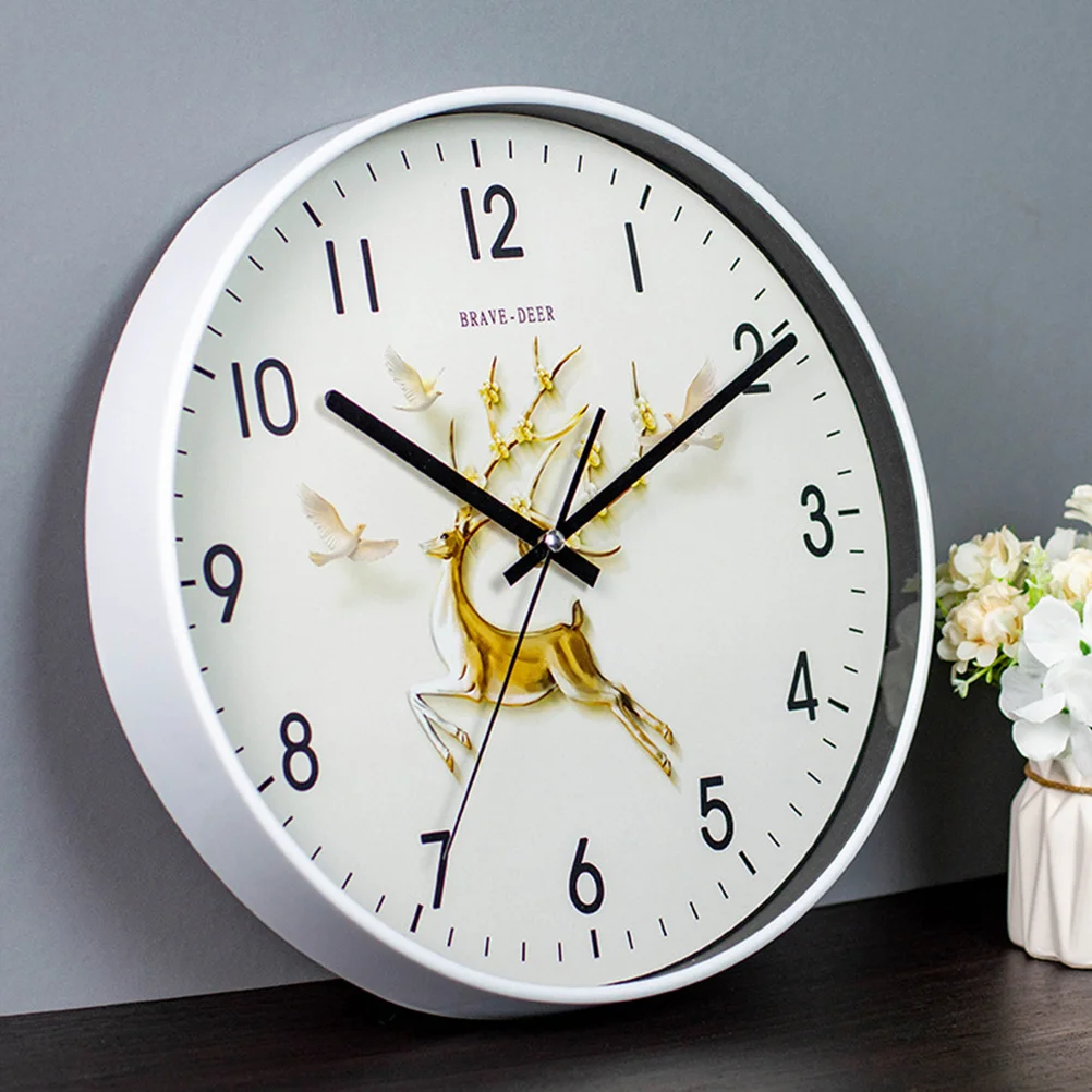 

Golden Deer Modern Wall Clock Non-Ticking Low Noise for Bedroom Living Room Kitchen Office Indoor Decorative Timepiece