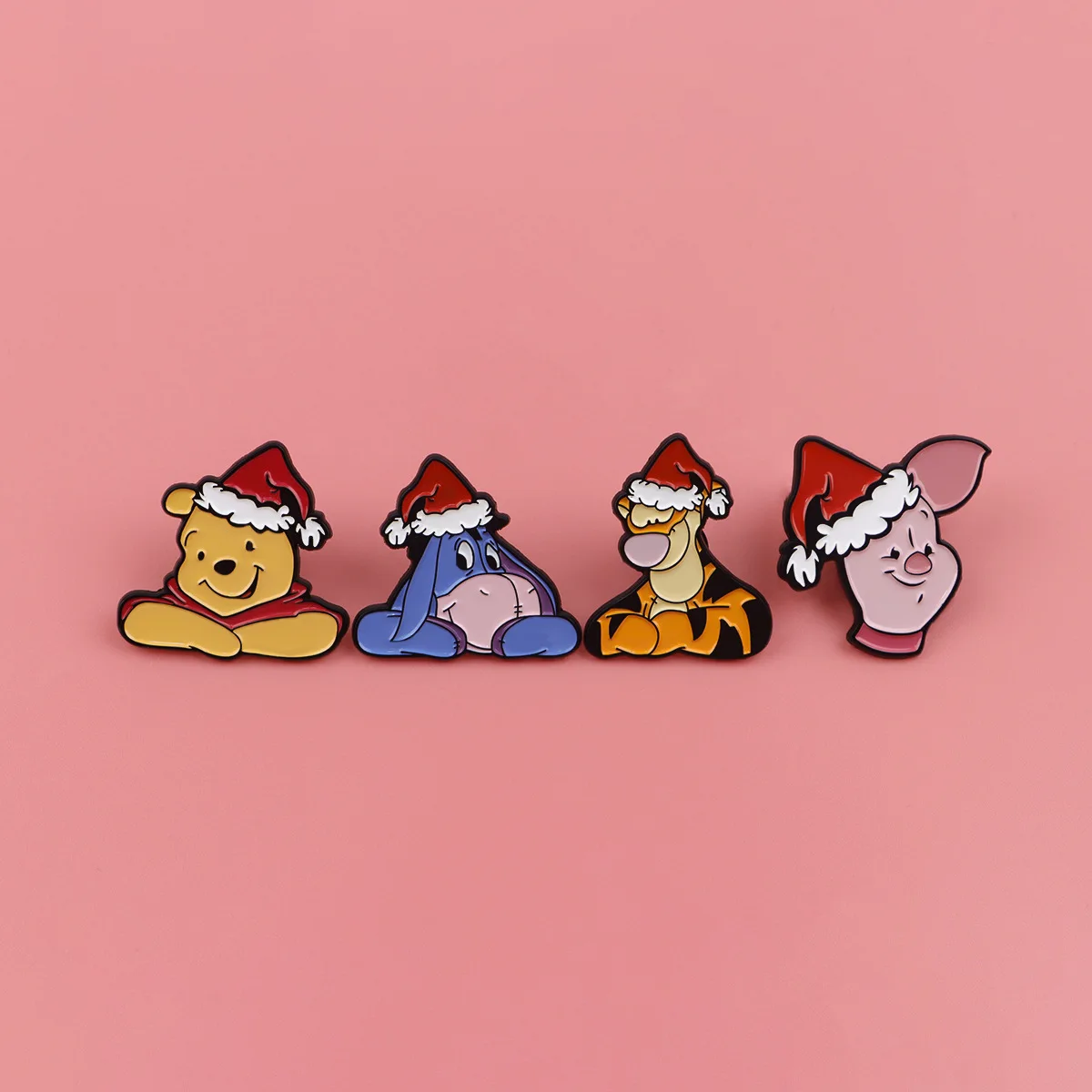 Disney Cartoon Christmas Creative Pooh Bear Enamel Pins Piglet Tigger Eeyore Brooches Metal Lapel Badges Accessories Gifts