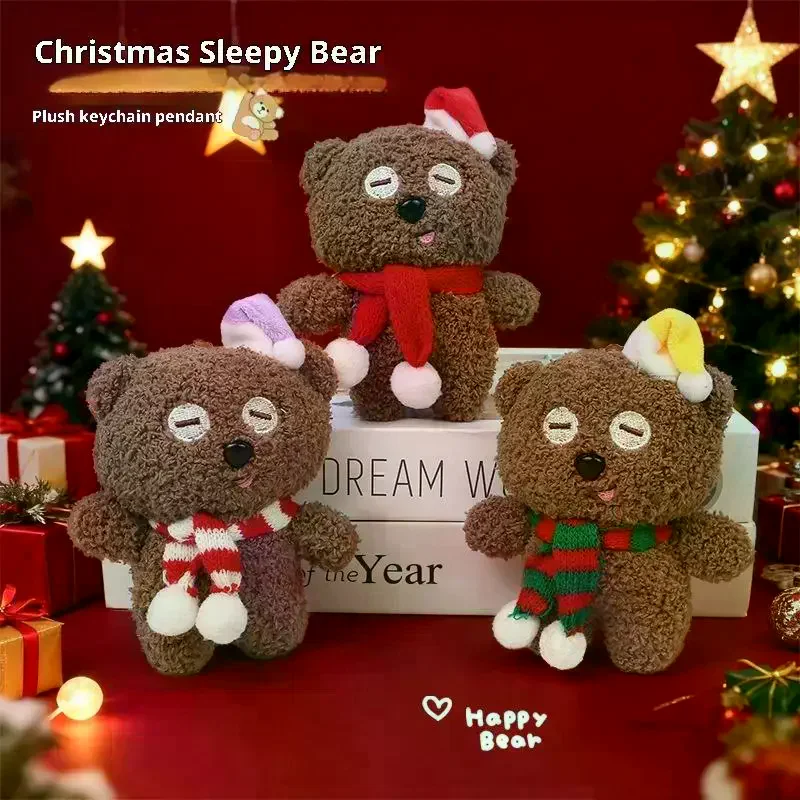 دمية دب عيد الميلاد الصغيرة الدببة الضخمة هدية الملابس حقيبة المفاتيح المعلقات الخبز الديكور قطرة عيد الميلاد الحلي طفل هدية عيد الميلاد
