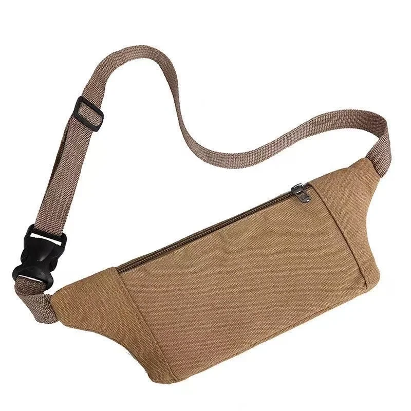 New Pure Canvas Fit Waistpack Mobile Waistpack Men's Sports Outdoor Leisure Running Anti theft Ultra Thin Invisible