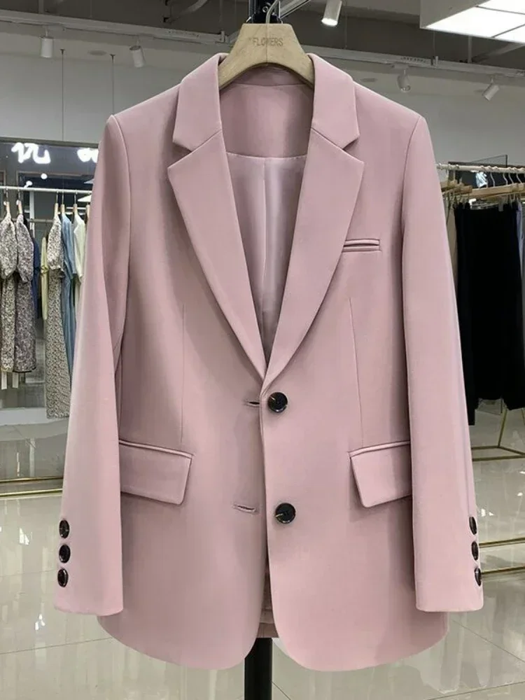 Women Jackets Pink Small Suit Women's Coat Casual Small Loose Korean Version Small Suit Women's Design Sense  Blazer Women