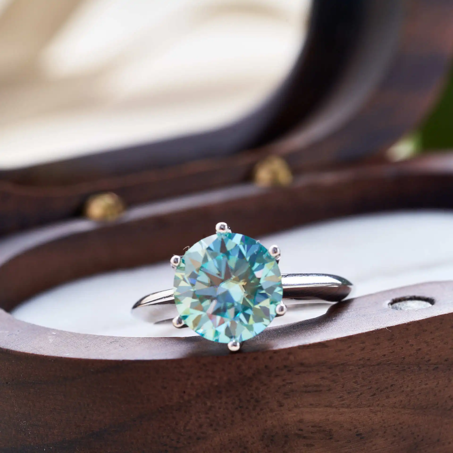 Classic 6 Prongs 5 Carat 11mm Round Moissanite Ring Sterling Silver  High Clarity D Color lab Diamond Rings Woman fine Jewelry