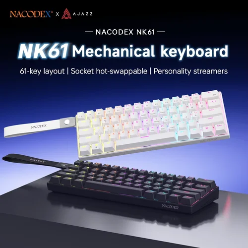 Imagen 1 del producto AJAZZ NK61 Teclado mecánico para juegos por cable 60% RGB intercambiable en caliente 61 teclas interruptor rojo Mini teclado para Gamer PC