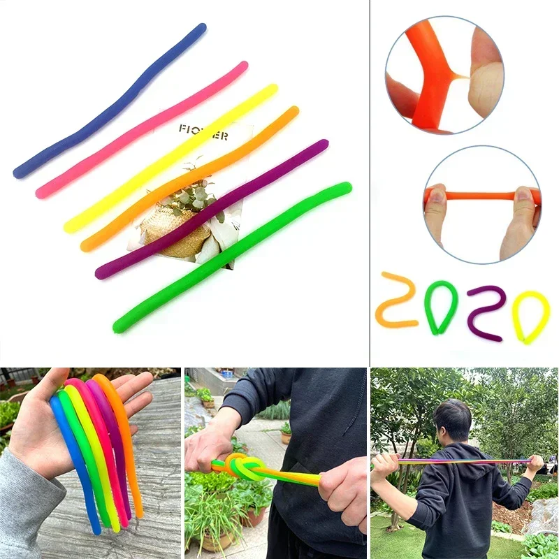 6Pcs Colorful Stretchy String Fidget Sensory Toys for Parents Kids Stress Anxiety Reliever in the Classroom Home or Office