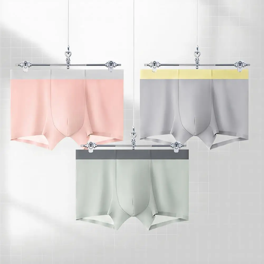 

Men's Ice Silk Seamless Boxer Briefs Quick-dry Boxer Large Size Summer Thin Plaid Breathable Underwear Comfortable Boys Shorts