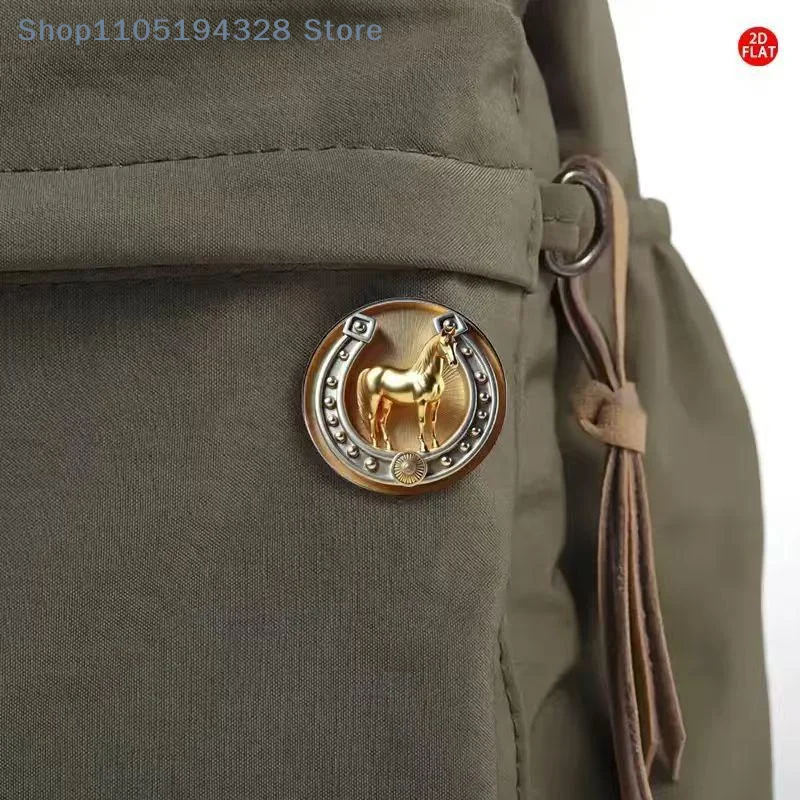 [YA] الذهبي الحصان بروش سبائك الزنك للنساء الرجال 2D شقة الحيوان مكتب الحفلات زودياك الحيوان التلبيب دبابيس الهدايا