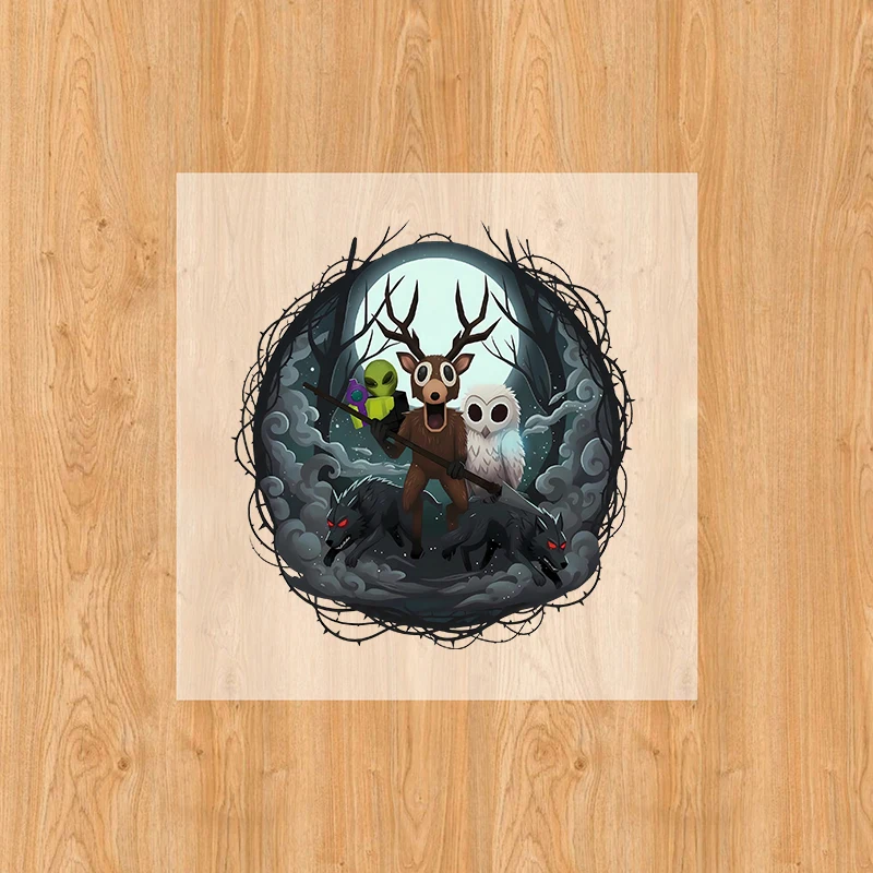 99 ليلة في الغابة ملصقات ختم ساخن ملصقات كرتونية أنيمي ملابس حرارية ملصقات ديكور ذاتية الصنع هدايا عيد الميلاد #5