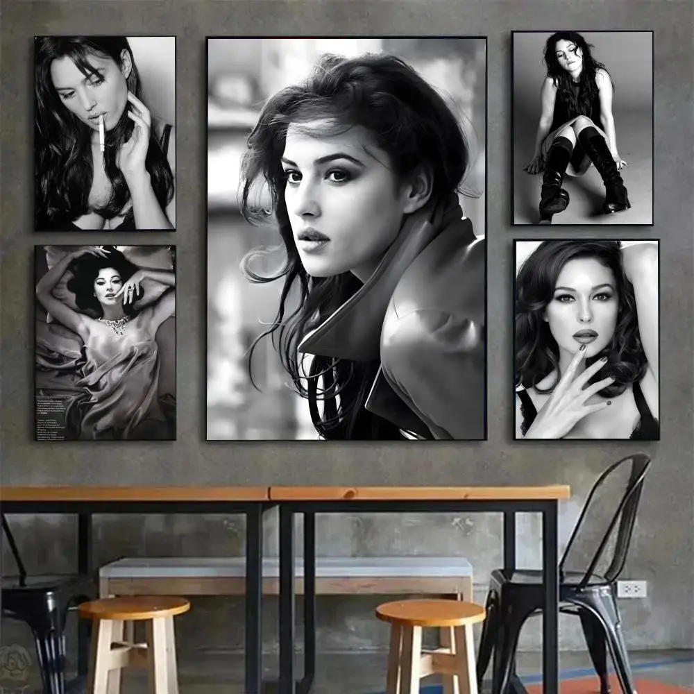 Timeless Italian Beauty Sexy M-Monica B-Bellucci Poster Poster Painting Wall Art Mural for Living Room Home Decor and Gifts