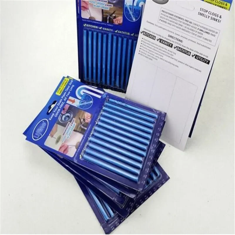 12Pc 10cm Sewer Cleaning Solid Sani Sticks Oil Decontamination Kitchen Toilet Bathtub Drain Cleaneer Spot Pipe Cleaner Clean
