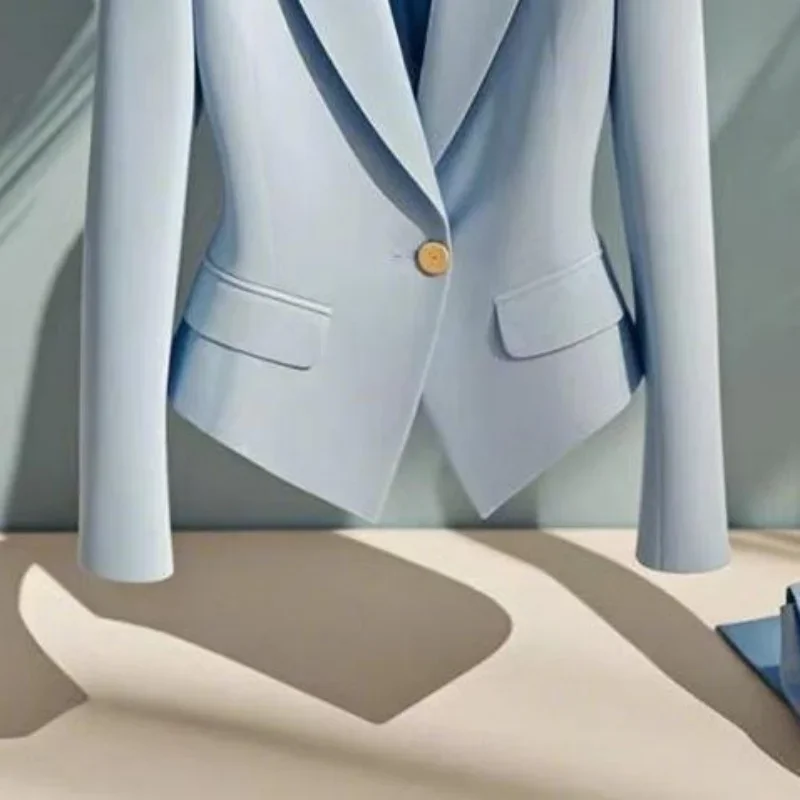 Chaqueta de traje blanca de gama alta para mujer, abrigo corto ajustado con un solo botón, prendas de vestir con solapa de diseño para oficina para mujer, Otoño Invierno XQ216